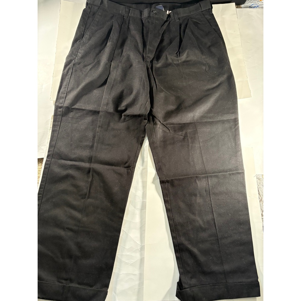 Vintage Puritan Mens Black Pleated Dress Pants 40x30 Cuffed Slacks